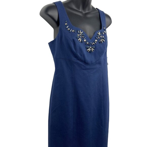 INC Blue Moon Embellished Neck Women Dress Size 4 Sheath Sleeveless Jewel New - Picture 3 of 8